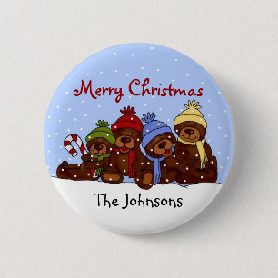 Bärnfamilie Weihnachtsknopf Button