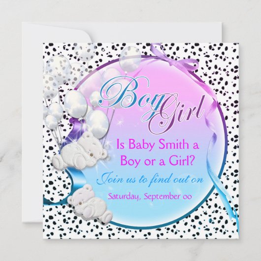 Bärngeschlecht decken Jungenmädchen-Party auf Einladung (Vorderseite)