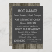 Barnholz-Chalkboard-Redneck Hochzeit Einladung (Vorne/Hinten)