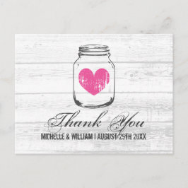 Barnholz rustikale Mason Glas Hochzeit danke Ihnen Postkarte