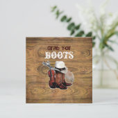 Barnholz Rustikaler Cowboy Hochzeit Einladung (Stehend Vorderseite)