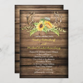 Barnholz Sonnenblumen Antler mit UAWG Wedding Einladung (Vorne/Hinten)