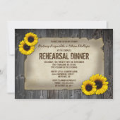 Barnholz Sonnenblumen Probe Abendessen Einladung (Vorderseite)