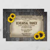 Barnholz Sonnenblumen Probe Abendessen Einladung (Vorne/Hinten)