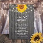 Barnholz Sonnenblumen und Lichter süß 16 Einladung<br><div class="desc">Stall Holz Sonnenblumen & Streichellichter Sweet 16 Geburtstagsparty Einladungen.</div>