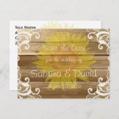 Barnholz Sonnenblumen und Vintage Spitzen Rettete  Ankündigungspostkarte (Vorne/Hinten)