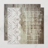 Barnholz und Spitzen-Platz Einladungen zur Hochzei (Vorne/Hinten)