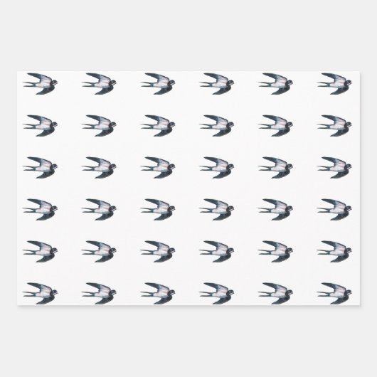 Barnschlucken Flying Illustration Weiß Geschenkpapier Set (Vorderseite 2)