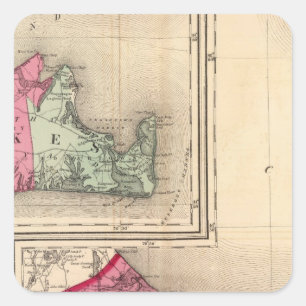 Barnstable, Herzöge, Nantucket Landkreise Quadratischer Aufkleber