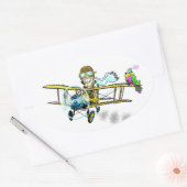 Barnstormer Bob und Bird Ovaler Aufkleber (Umschlag)