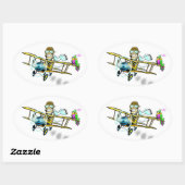 Barnstormer Bob und Bird Ovaler Aufkleber (Blatt)
