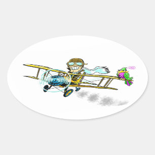 Barnstormer Bob und Bird Ovaler Aufkleber