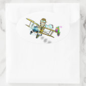 Barnstormer-Bob und Vogel Ovaler Aufkleber (Tasche)