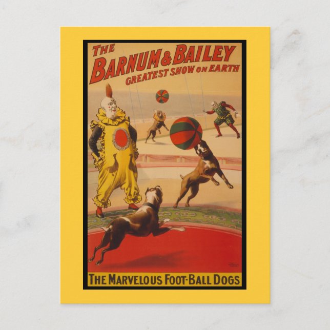 Barnum & Bailey Circus Foot-Ball Hunde Postkarte (Vorderseite)