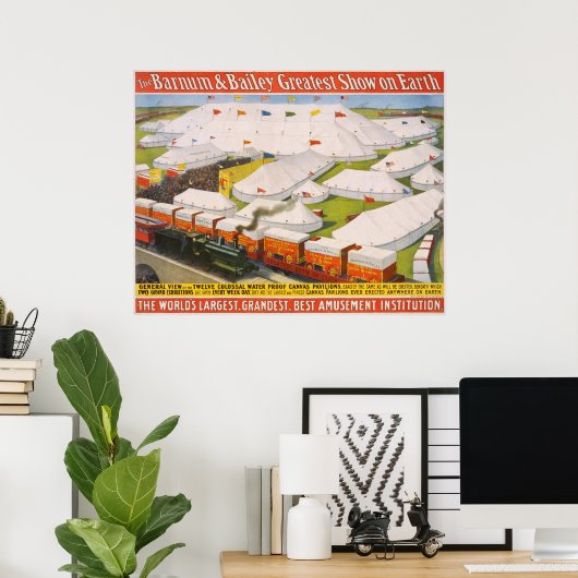 Barnum & Bailey Circus Zelte mit Zugplakat Poster (Heimbüro)