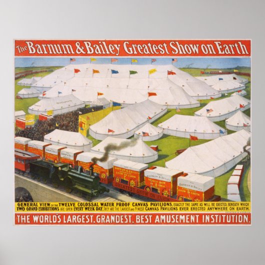 Barnum & Bailey Circus Zelte mit Zugplakat Poster (Vorne)