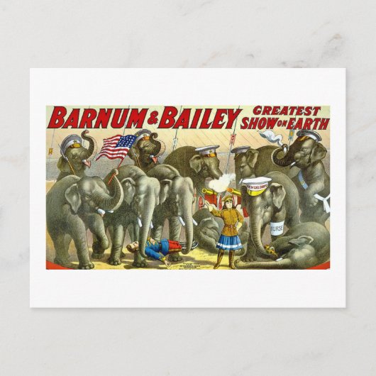 Barnum & Bailey - Elefanten - Vintage Ad Postkarte (Vorderseite)