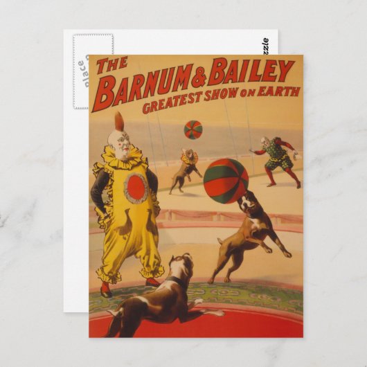 Barnum & Bailey - Herrliche Fußballhunde Postkarte (Vorne/Hinten)
