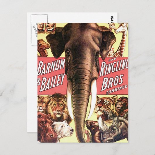 Barnum & Bailey und Ringling Bros kombiniert - Ele Postkarte (Vorne/Hinten)