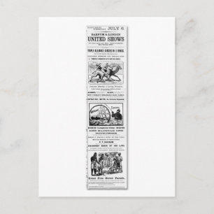Barnum & London United Shows Ad Postkarte