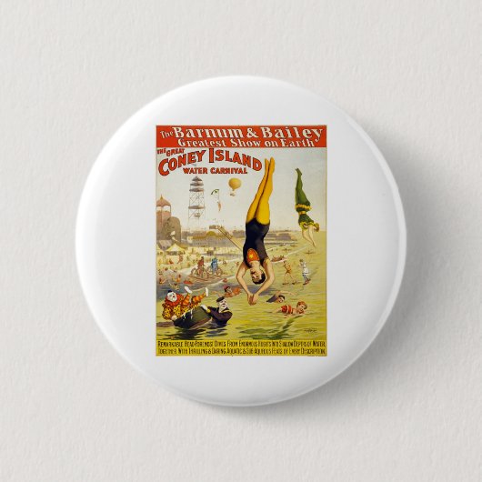 Barnum u. Wasser-Karneval Baileys Coney Island Button (Vorderseite)