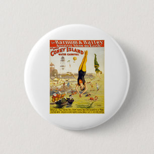 Barnum u. Wasser-Karneval Baileys Coney Island Button