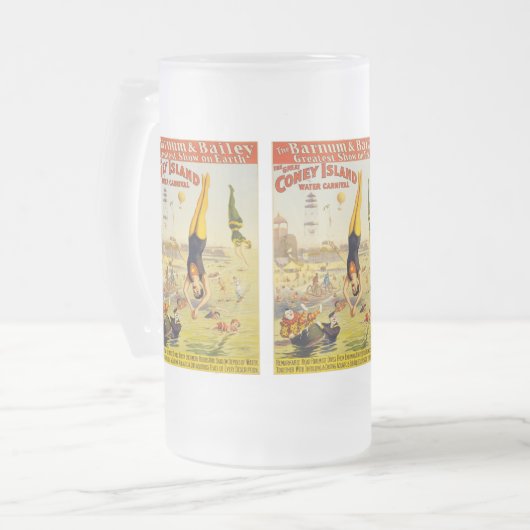 Barnum u. Wasser-Karneval Baileys Coney Island Mattglas Bierglas (Vorderseite Links)