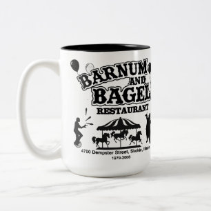 Barnum und Bagel Restaurant, Skokie, Illinois Zweifarbige Tasse