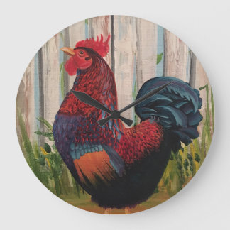 Barnvelder Rooster Rustic Kitchen Clock Große Wanduhr