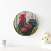 Barnvelder Rooster Rustic Kitchen Clock Große Wanduhr (Zuhause)