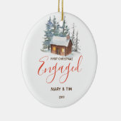 Barnwood 1. Weihnachtsverlobtes Keramik Ornament (Rechts)