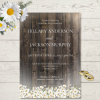 Barnwood and Daisies Wedding Einladung
