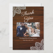 Barnwood and Vintag Lace Wedding Dankeschön Card Einladung (Vorderseite)