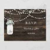 Barnwood Baby Atem Mason Glas Hochzeit RSVP Einladungspostkarte (Vorderseite)