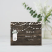 Barnwood Baby Atem Mason Glas Hochzeit RSVP Einladungspostkarte (Stehend Vorderseite)