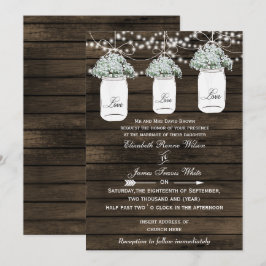 Barnwood Baby's Atem Mason Glas Hochzeit lädt ein Einladung