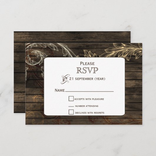 Barnwood blühte rustikale Hochzeit RSVP (Vorne/Hinten)