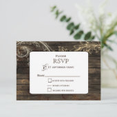 Barnwood blühte rustikale Hochzeit RSVP Karte (Stehend Vorderseite)