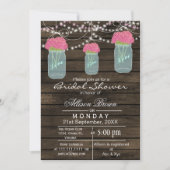 Barnwood-Blumenjar rustikales Brautparty Einladung (Vorderseite)
