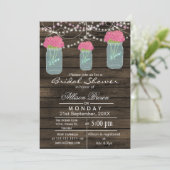 Barnwood-Blumenjar rustikales Brautparty Einladung (Stehend Vorderseite)