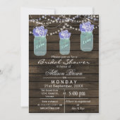 Barnwood-Blumenjar rustikales Brautparty Einladung (Vorderseite)