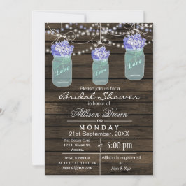 Barnwood-Blumenjar rustikales Brautparty Einladung