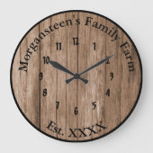 Barnwood Brown Rustic Family Zuhause etabliert Große Wanduhr (Vorderseite)