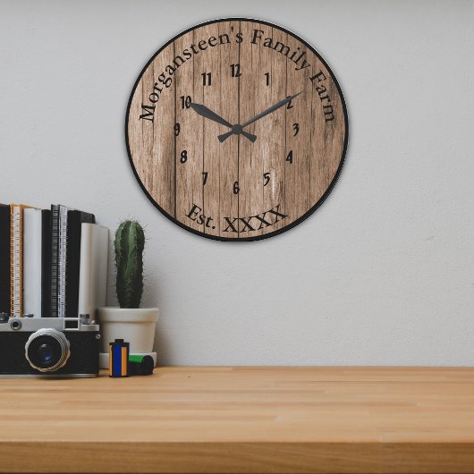 Barnwood Brown Rustic Family Zuhause etabliert Große Wanduhr