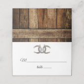 Barnwood, Country Lace & Horseshoes Wedding Platzkarte (Außenseite Aufgefaltet)
