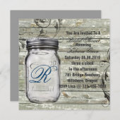 Barnwood Country rustikale Mason Jar Brautparty Einladung (Vorne/Hinten)
