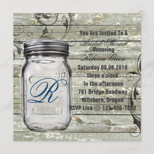 Barnwood Country rustikale Mason Jar Brautparty Einladung
