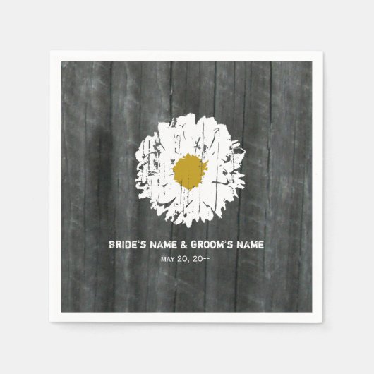 Barnwood Daisy Wedding Napkins Serviette (Vorderseite)