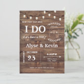 Barnwood Fairy Lights I DO GRILLEN Einladung (Stehend Vorderseite)