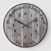 Barnwood Gray Rustic Family Zuhause etabliert Große Wanduhr (Vorderseite)
